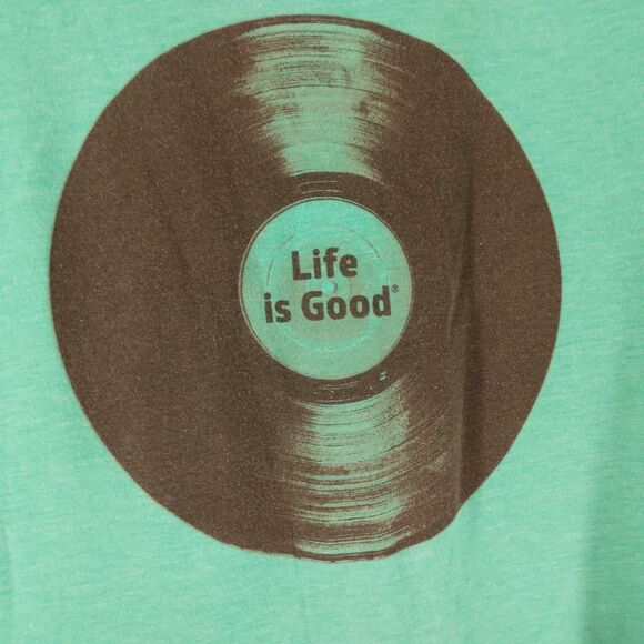 Life Is Good tshirt mens XL XLarge green record graphic tee classic fit short sl - Picture 3 of 9